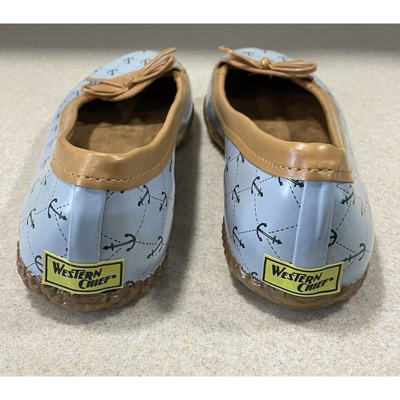 Western Chief Women's Anchors Away Skimmers Slip On Flats Blue & Tan Size 10 - Picture 3 of 9